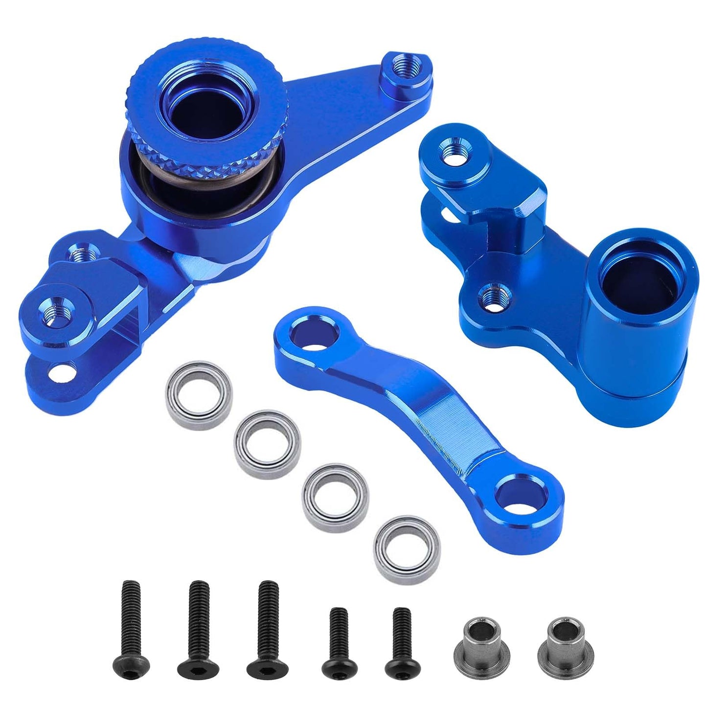 HobbyPark Aluminum Steering Bellcranks and Servo Saver Set w/Bearings For Traxxas 1/10 Slash 4x4 Hop-Up Upgrade Parts Navy Blue