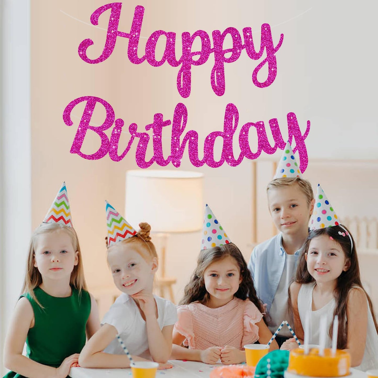 Beishida Rose Red Happy Birthday Banner - No Diy,10Feet,Pre-Strung-Glitter Happy Birthday Sign, Happy Birthday Garland,Happy Bir
