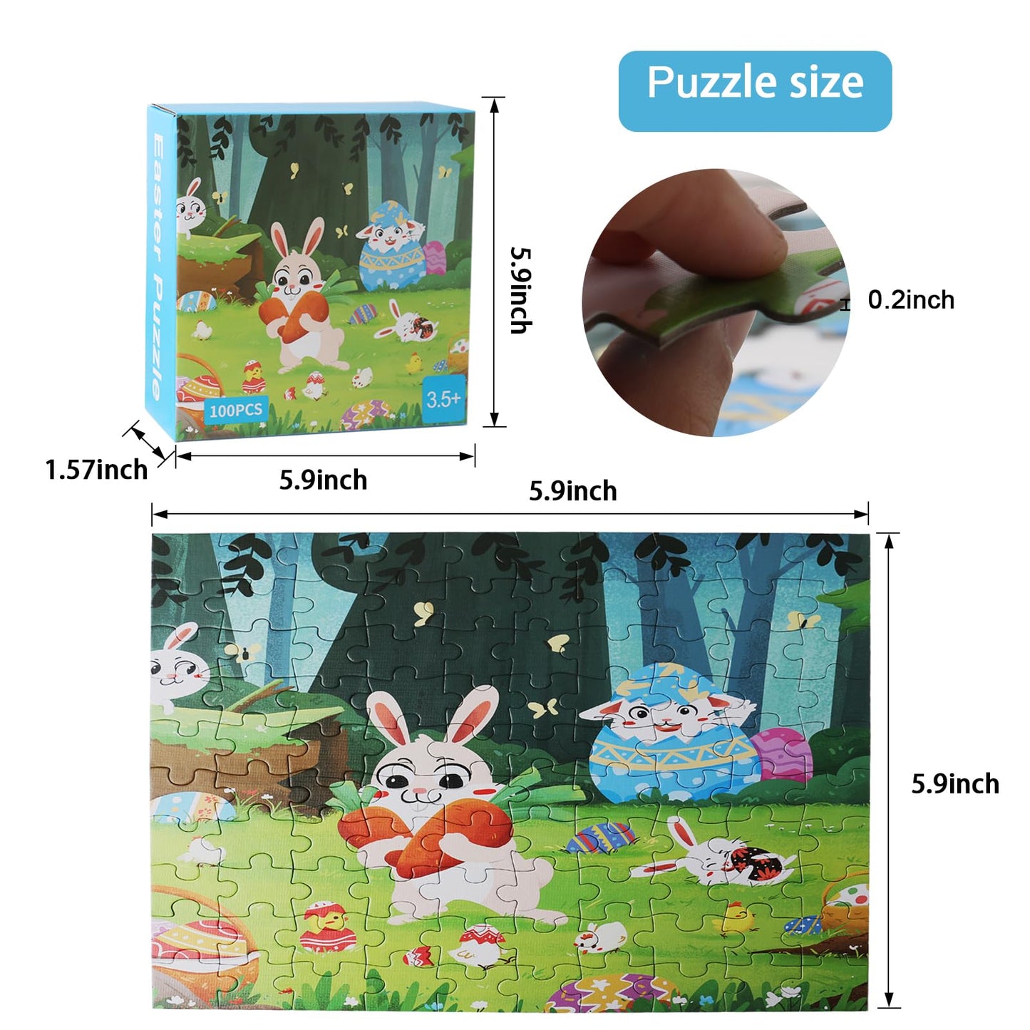 Easter Puzzles for Kids Ages 4-6, Jigsaw Puzzle Easter Bunny 100 Pieces for Kids Ages 3, 4, 5, 6 Year Old for Toddlers Education
