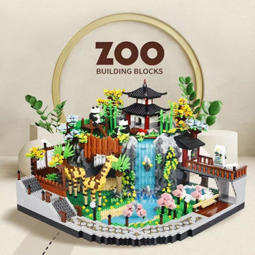 Zoo Building Model Set 5000 Pcs Desert Zoo Micro Building Toys Creative Zoological Park Model Set Micro Particle Modular Building House Gift for mature-themed and Kids (823)