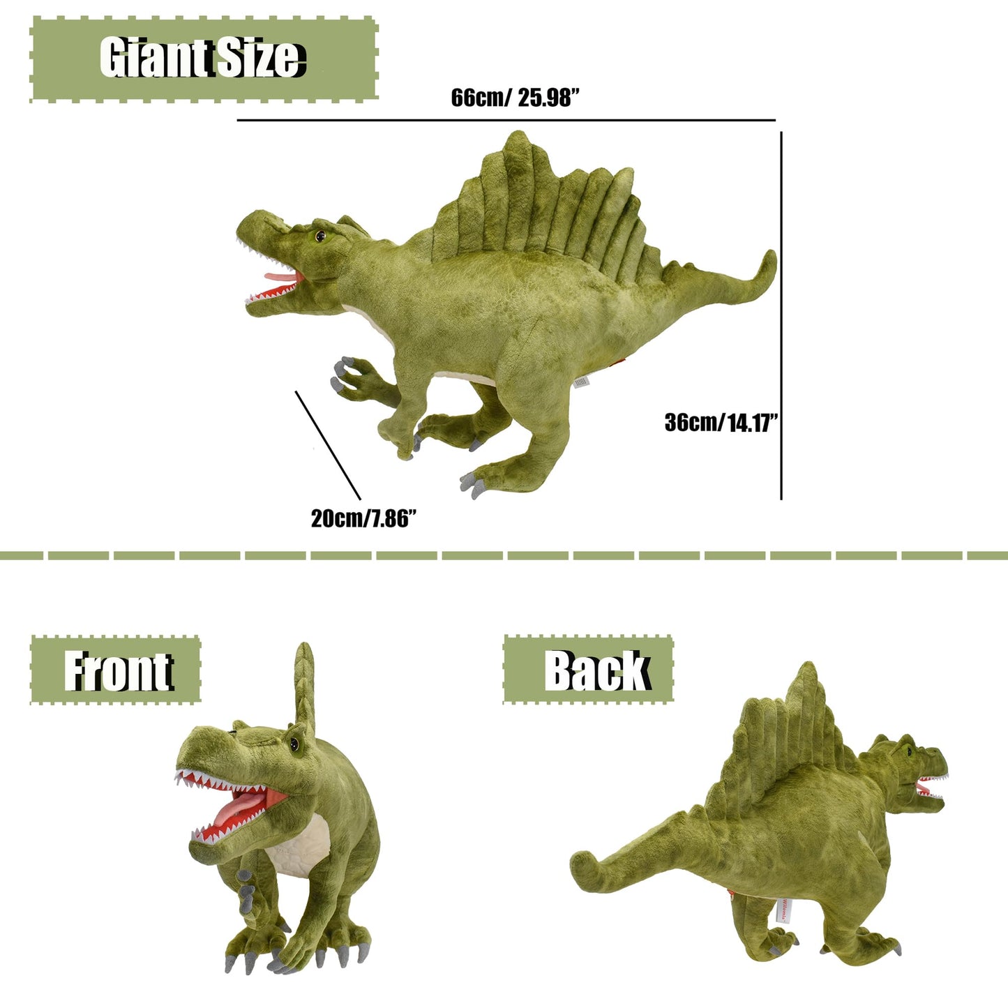 Wilomis Dinosaur Stuffed Animals, 26'' Large Spinosaurus Dinosaur Plush Toy, Soft Lifelike Spinosaurus Stuffed Dinosaurs For Boy