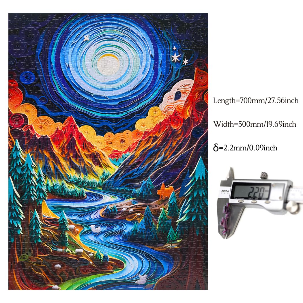 Bgraamiens Puzzle-Paper Quilling Mountains And Rivers-1000 Pieces Paper Quilling Art Puzzle Color Challenge Jigsaw Puzzles For Adults And Kids