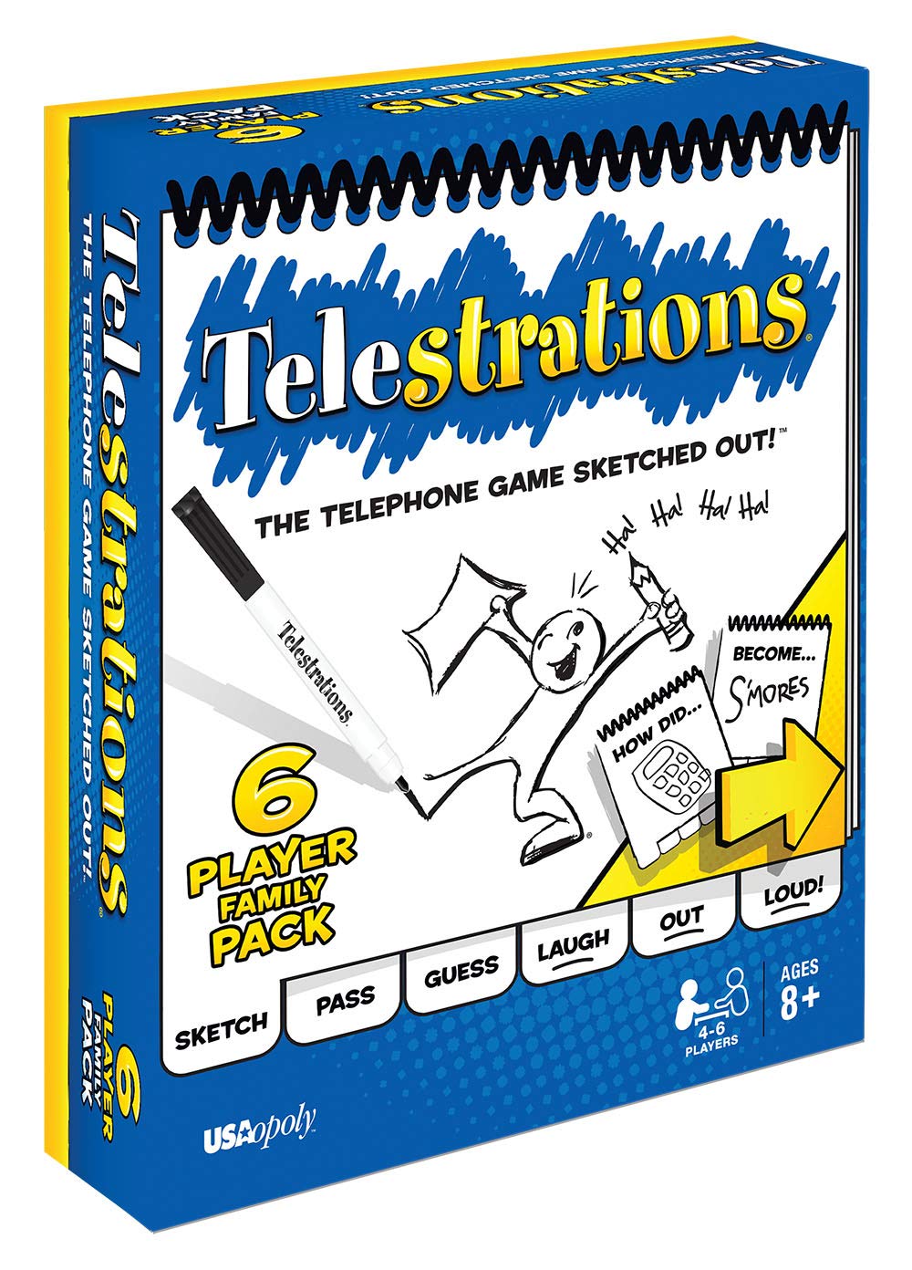 Usaopoly Telestrations Original 6 Player | Family Board Game | A Fun Family Game For Kids And Adults | Family Game Night Just Got Better | The Telephone Game Sketched Out