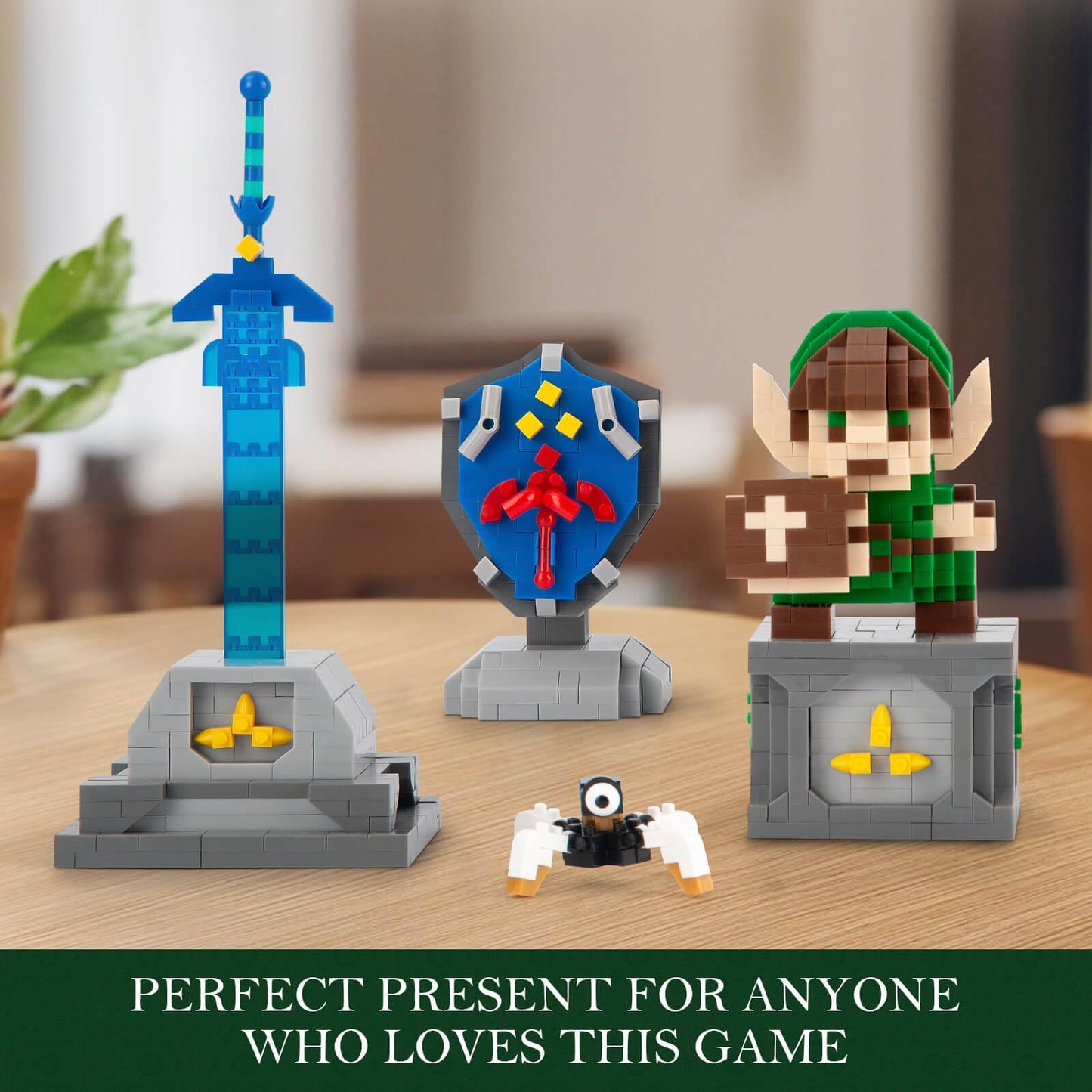 Finger Rock 4-in-1 Link Building Set, Master Sword & Hylian Shield, 1200 PCS, Green, Plastic, 3"x2"x4.02" - Game Action Figure