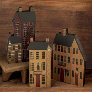 Hearthside Collection 3 Primitive Country Wooden SALTBOX Town House Village Blocks