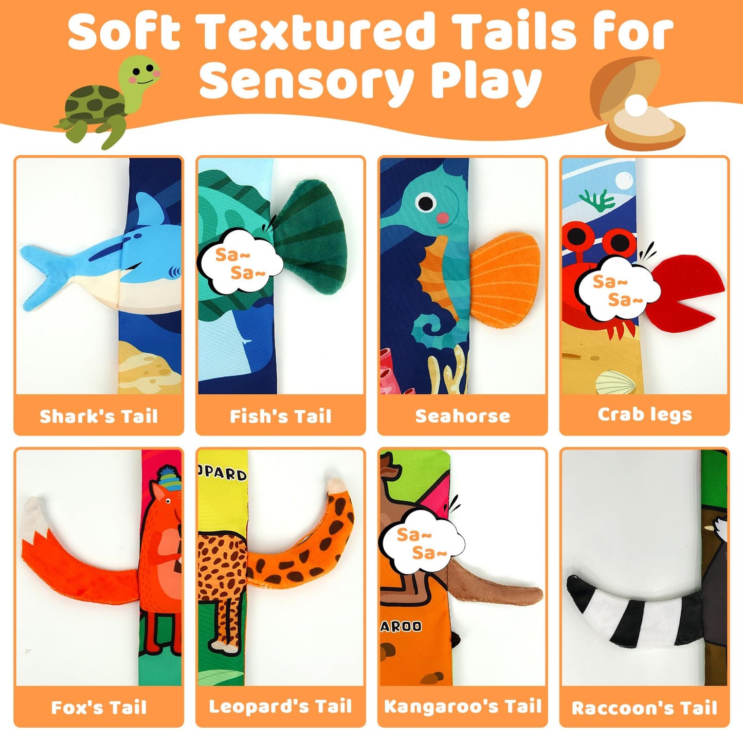 Yogingo 2Pcs Baby Books - Montessori Toys Cute Animal Theme Baby Cloth Books 6 To 12 Months, Soft Stuffed High Contrast Crinkle
