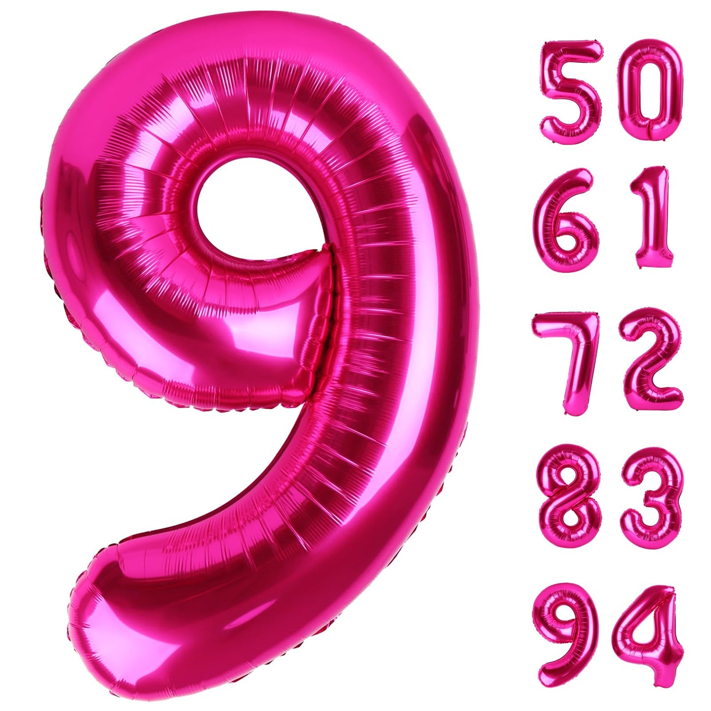 Hot Pink 9 Balloon, Number Balloons 40 Inch, 9Th Giant Birthday Decorations For Girls,19Th 29Th Party Decorations Supplies, Numb