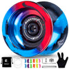 MAGICYOYO Dual Purpose Yoyo N11 - Responsive & Unresponsive, Aluminum, Black Blue Red, Includes Bearing Kit, Glove, Bag, 12 Strings