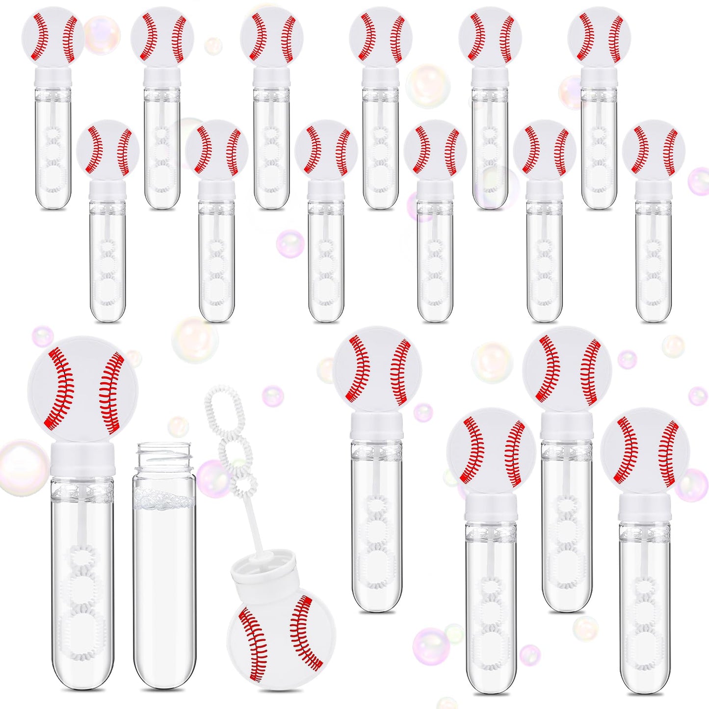 Pullcrease 16 Pcs Baseball Bubble Wands Party Favors Baseball Gifts Birthday Bubble Wand Bulk Baseball Party Decorations Basebal