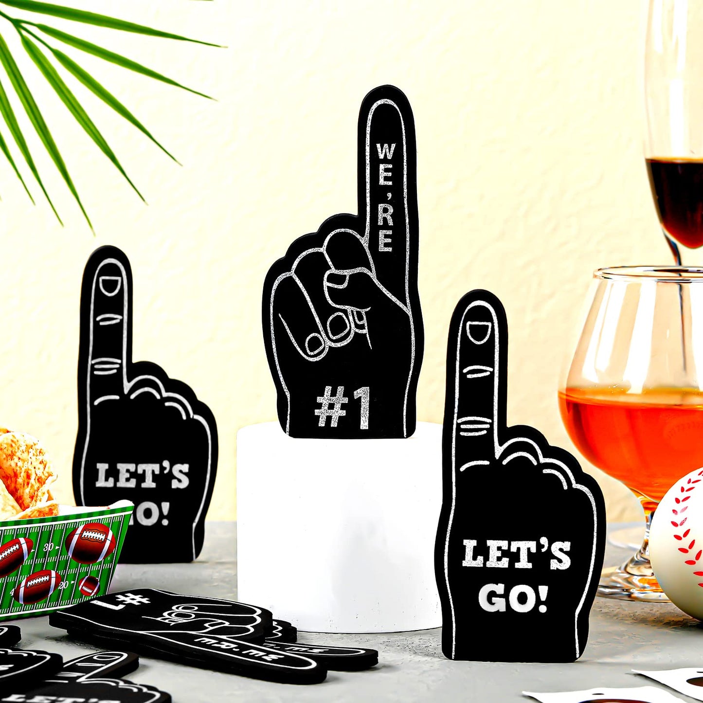 100 Pieces Mini Foam Finger Football Party Favors #1 Sports Fan Foam Finger Football Party Supply Basketball Baseball Soccer Spo