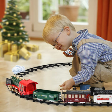 Fanl Train Set With Remote Control - Christmas Train Toys - Steam Locomotive Engine, Cargo Car And Train Tracks - Rechargeable Electric Train Toy Gift Toys For Age 3 4 5 6 + Kids.
