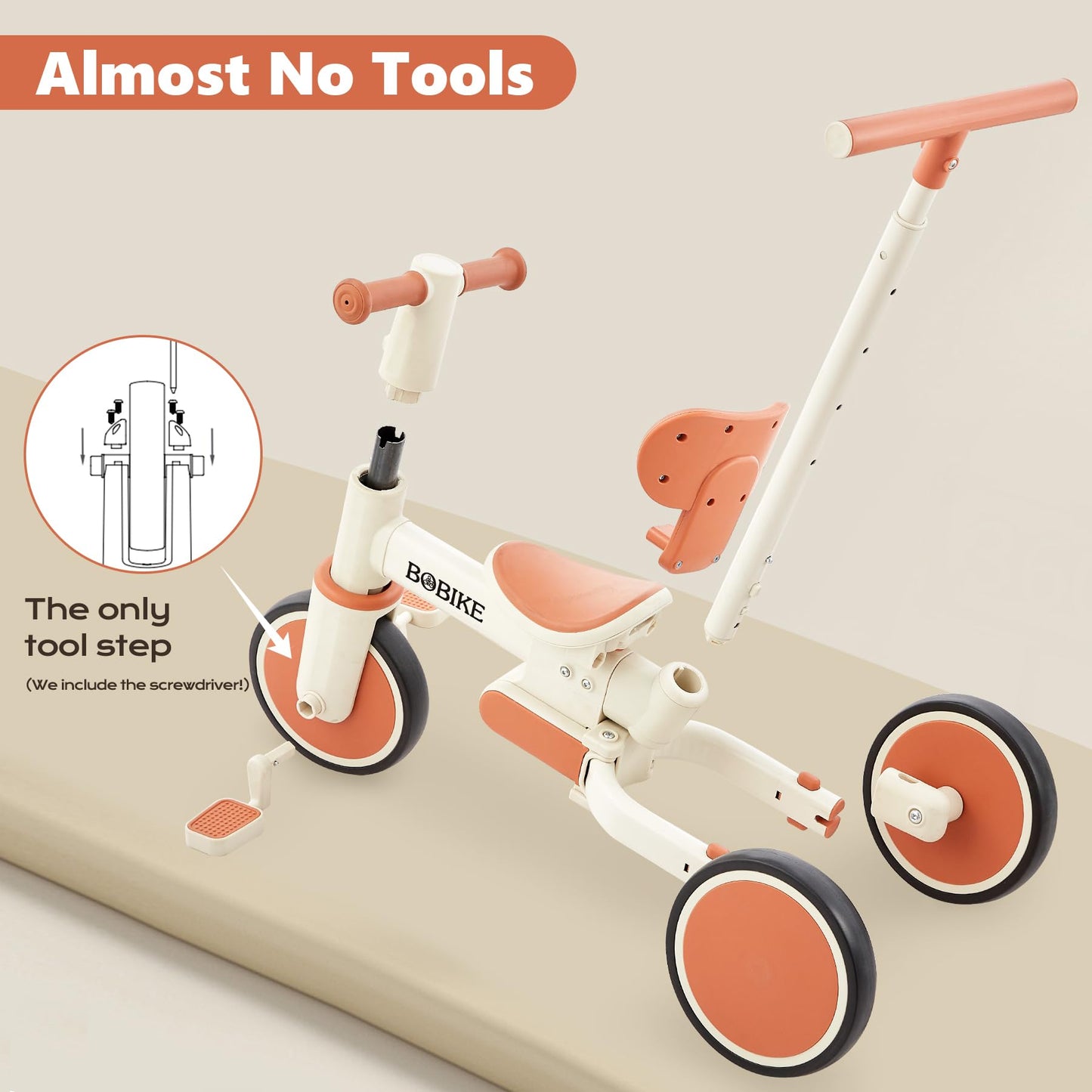 Toddler Bike With Push Handle,Tricycles For 18 Months To 5 Years Old, Toddler Tricycle With Push Handle For Boy Girl, Baby Balan