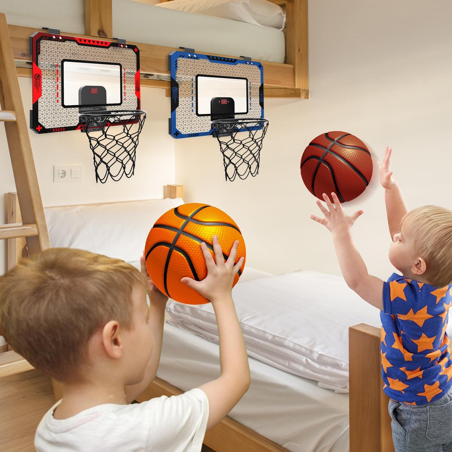 OCHIDO 2 Pcs Basketball Hoop Indoor for Boys 3 4 5 6 7 8 9 10 11 12 Year Old,Over The Door Mini Basketball Hoop Indoor with Scor
