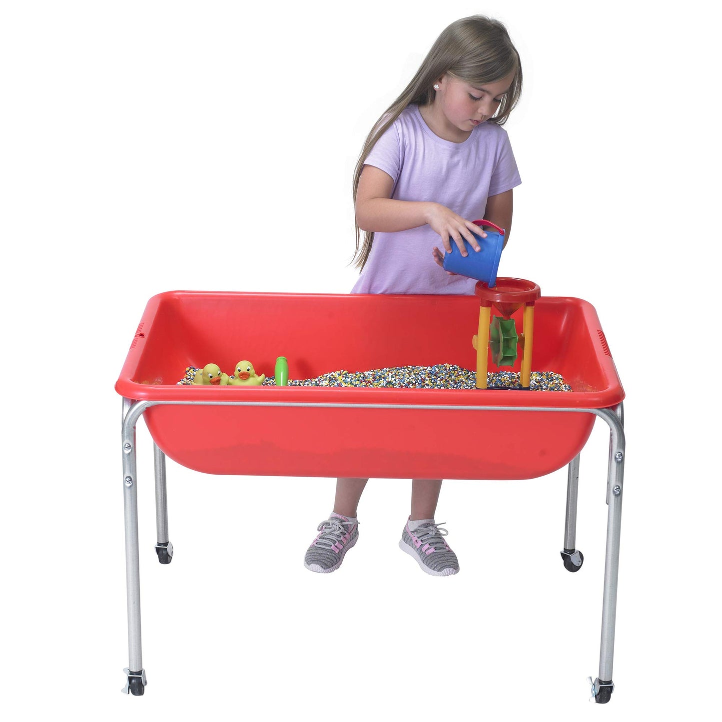 Children'S Factory 24'' Large Sensory Table, Sandbox With Lid, Water Table For Kids, Red