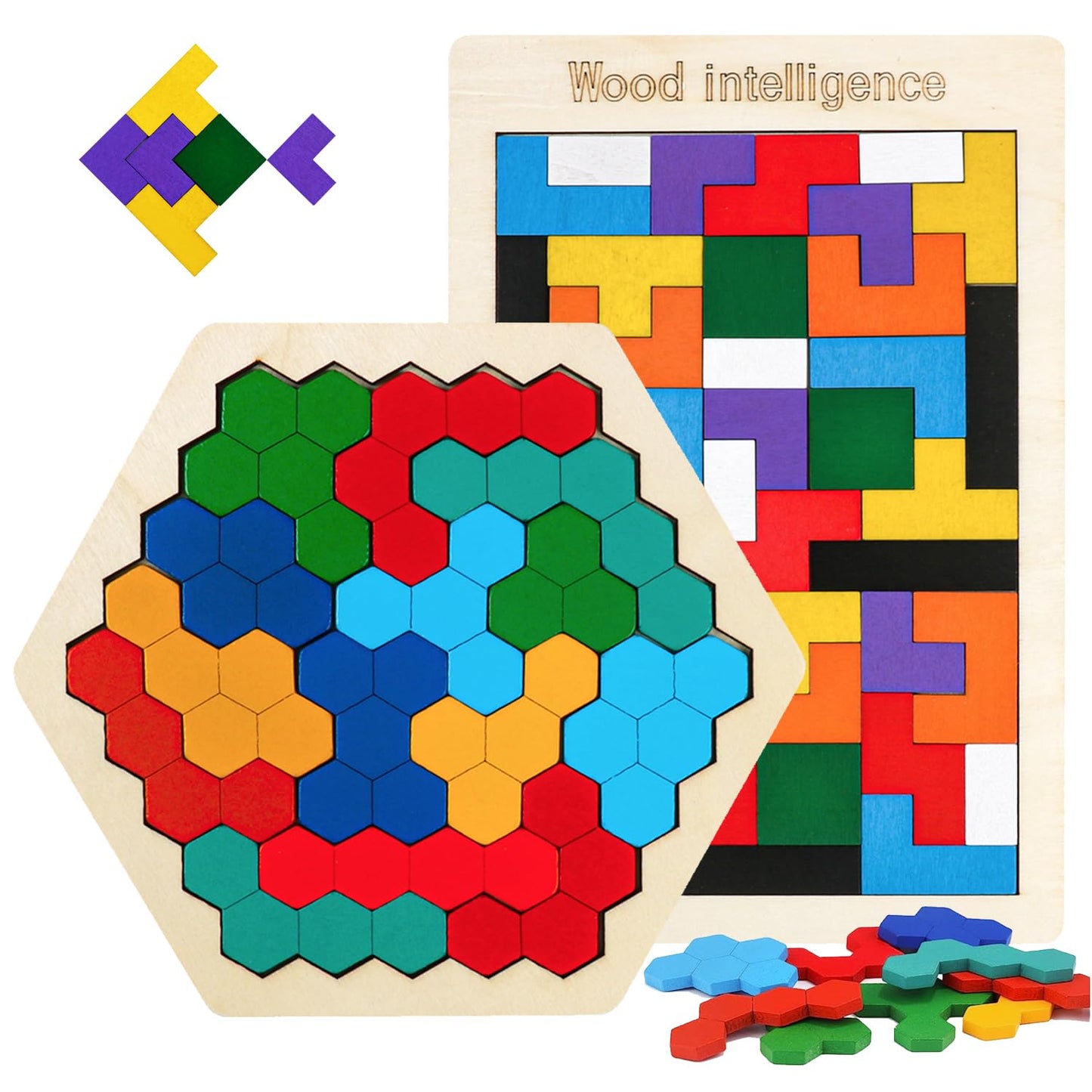 Wooden Brain Teaser Puzzles For Adults And Kids Boys Girls,Logic Brain Puzzles Games For Classroom & Party Times,Wooden Block Puzzle Stem Montessori Educatioanl Toys Gift For All Ages(2 Pack)