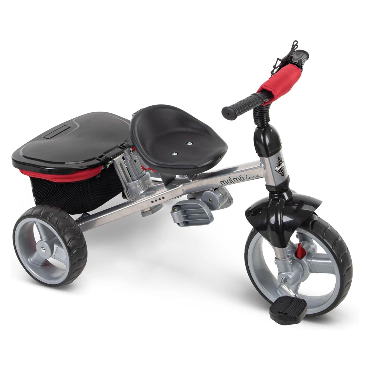 Huffy Malm Luxe 4-in-1 Canopy Trike with Push Handle, Cup Holder & Rear Storage Red