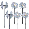 Battife 6 Sets Pinwheels For Yard And Garden, Double Sides Reflective Bird Deterrent Pinwheel, Large Silver Outdoor Sparkly Wind
