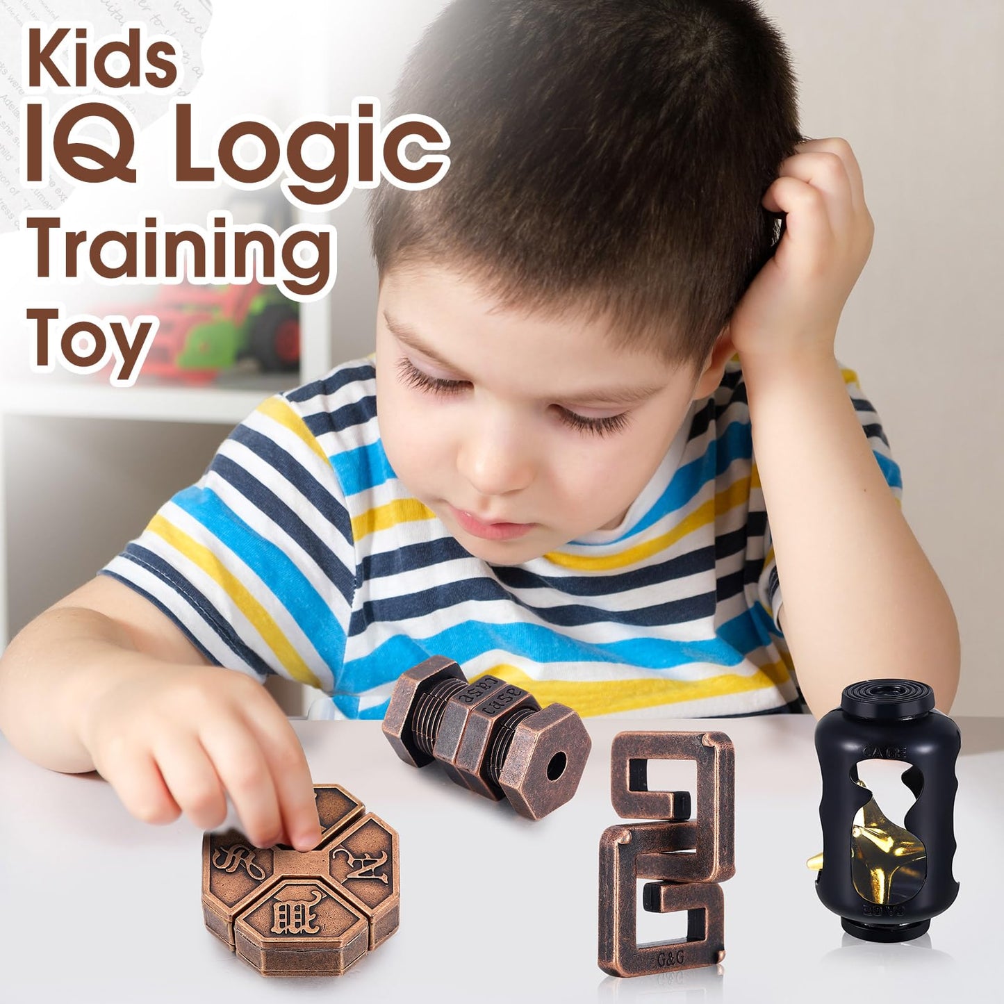 Wettarn 9 Pcs Metal Brain Teaser Puzzles Teaser 3D Steel Puzzle for mature-themeds Unlock Interlocking Games IQ Education Smart Logic Test Toys for mature-themeds Mind Challenge(Adorable Style)