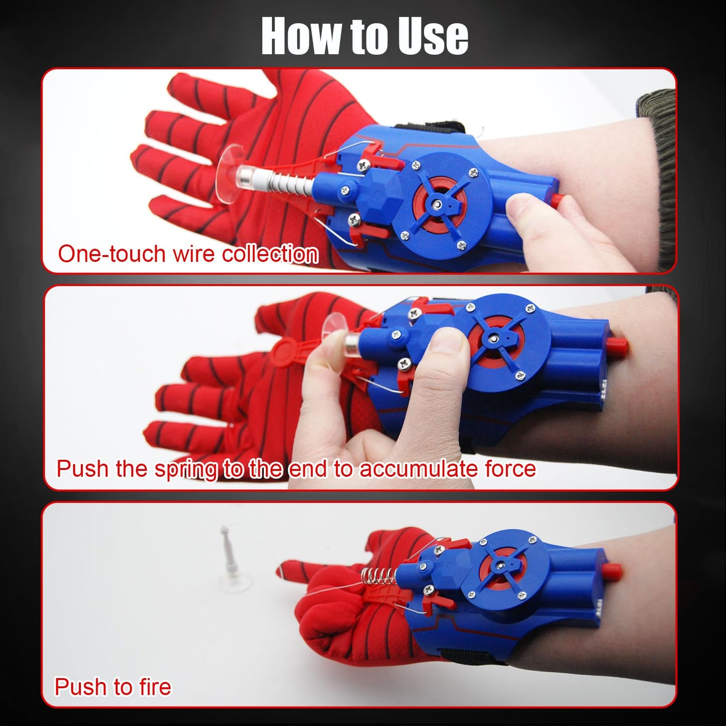 Spider Web Shooters String Shooters and Dart Launcher Toy Spider Gloves with Web-Shooters Superhero Role-Play Web Shooter