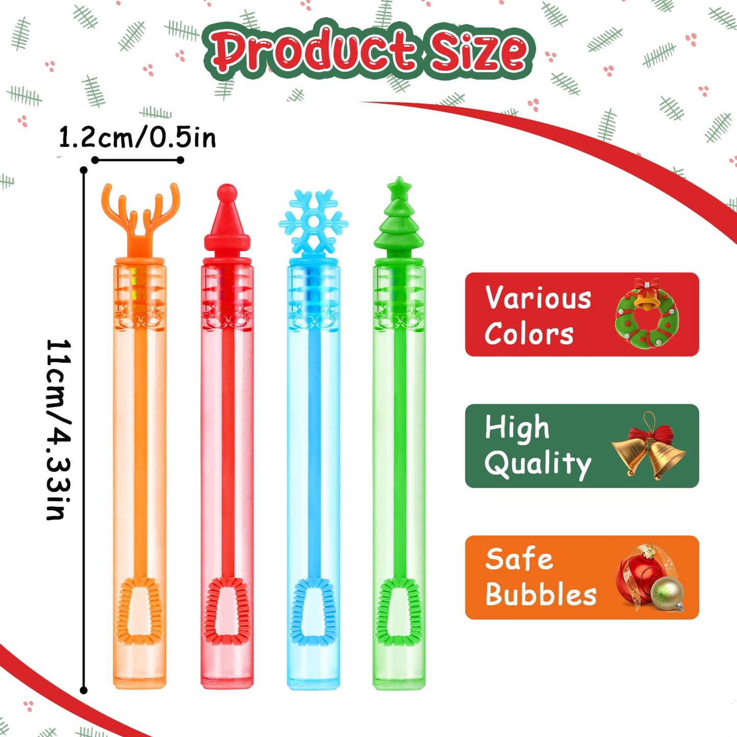 SULOLI 36 Pack Christmas Bubble Wands, Xmas Mini Bubble Wands Party Favors Christmas Goodie Bag Stuffers Christmas Toys Gift for