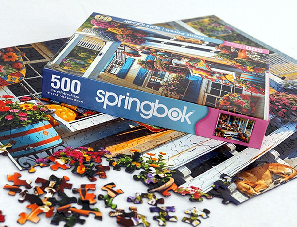 Springbok Front Porch 500 Piece Jigsaw Puzzle for mature-themeds - Step Back and Relax on Grandma's Front Porch with This Colorful and Nostalgic Image