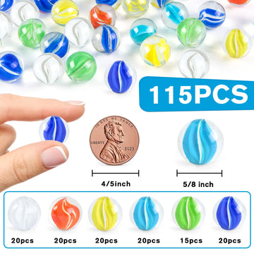 Poplay 115Pcs Marbles Games For Kids, Glass Marbles With Gift Box For Board Games