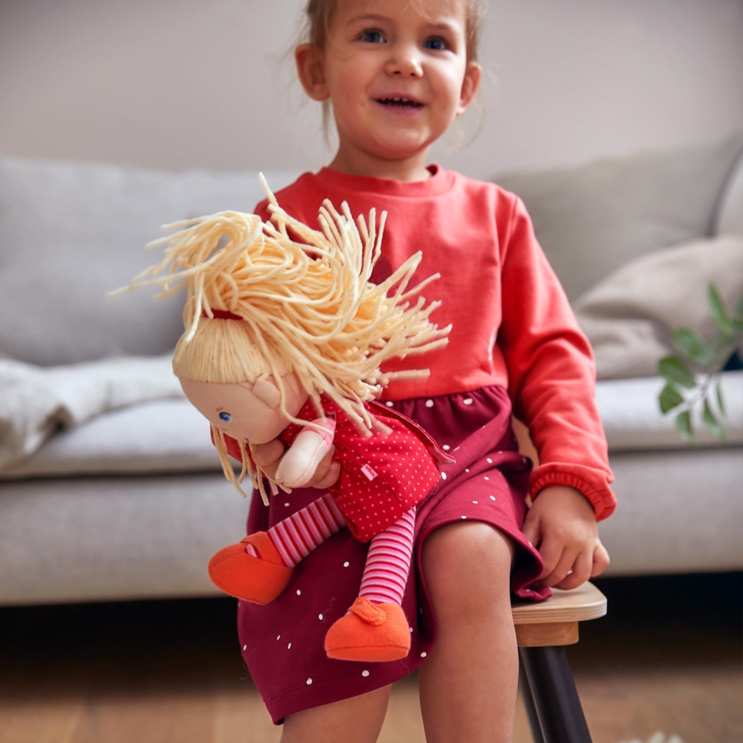 HABA 12" Soft Baby Doll Annelie - Blonde Hair, Embroidered Face, Removable Dress, Washable for Toddlers 18 Months+