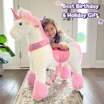 PonyCycle Ride on Horse for Toddlers, Size 3, Pink Unicorn, Model U302, Plastic, Music Sounds, Indoor/Outdoor Riding Toy