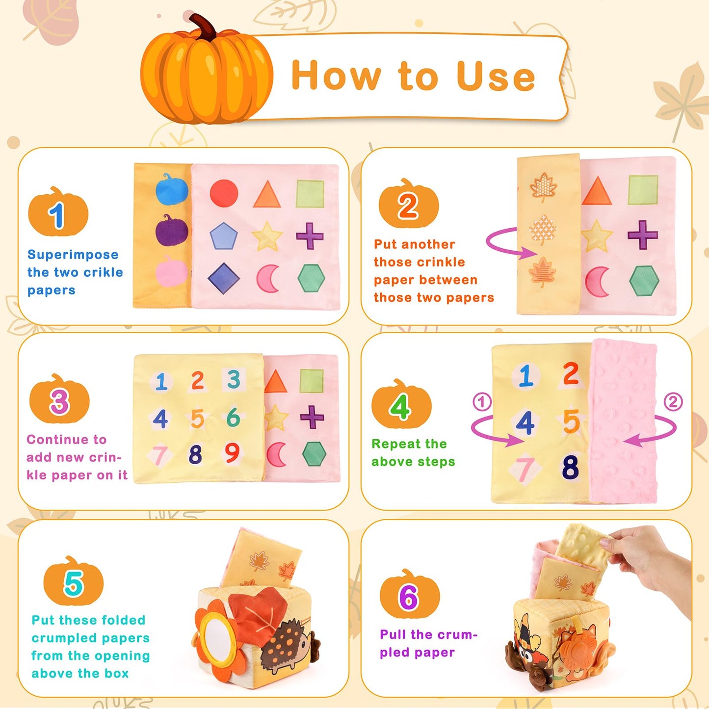 Melonegg Thanksgiving Baby Toys 6-12 Months Montessori Toys Baby Tissue Box Toy For Babies, Thanksgiving Gift For Boys Girls Aut