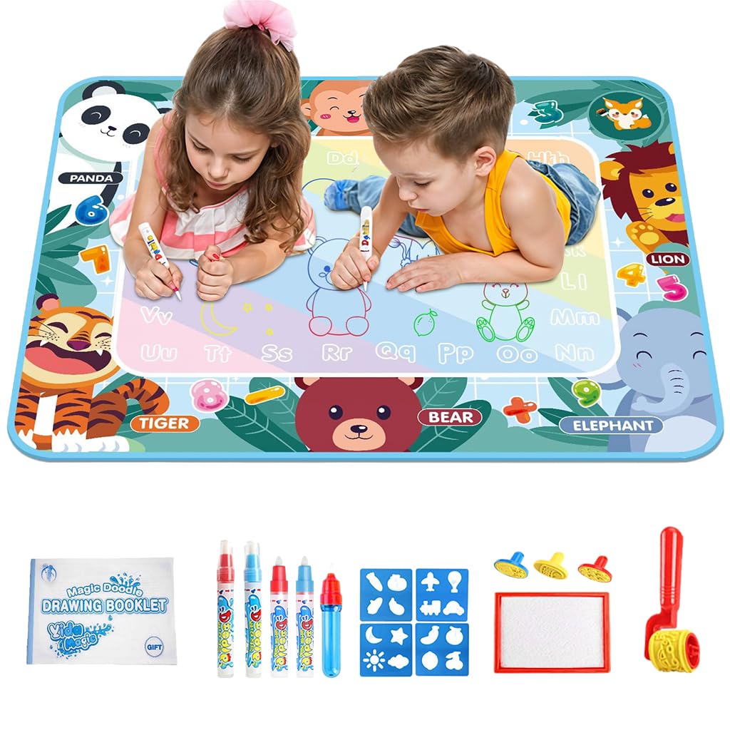 Patpat Magic Water Doodle Cotton Mat Diy Graffiti Drawing Mats 100X80Cm Water Based Graffiti Mats Free Coloring No-Ink Drawing M