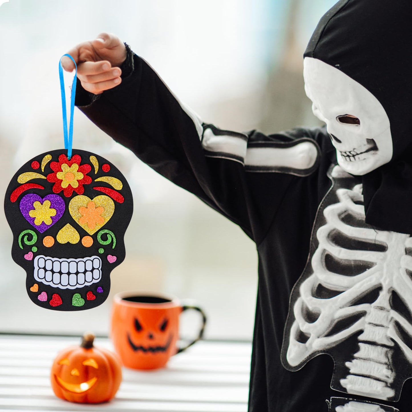 Fennoral 12 Pack Day Of The Dead Craft Kits For Kids Make You Own Skull Foam Stickers Ornament Diy Arts And Crafts For Girls Boy