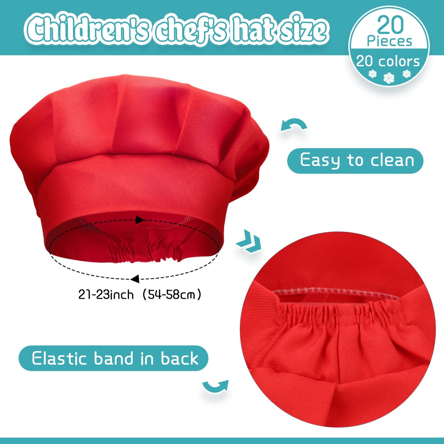 40 Pieces Kids Apron Chef Hat Set Boys Girls Aprons with Pockets Adjustable Chef Apron and Hats Bulk for Kitchen Cooking Baking