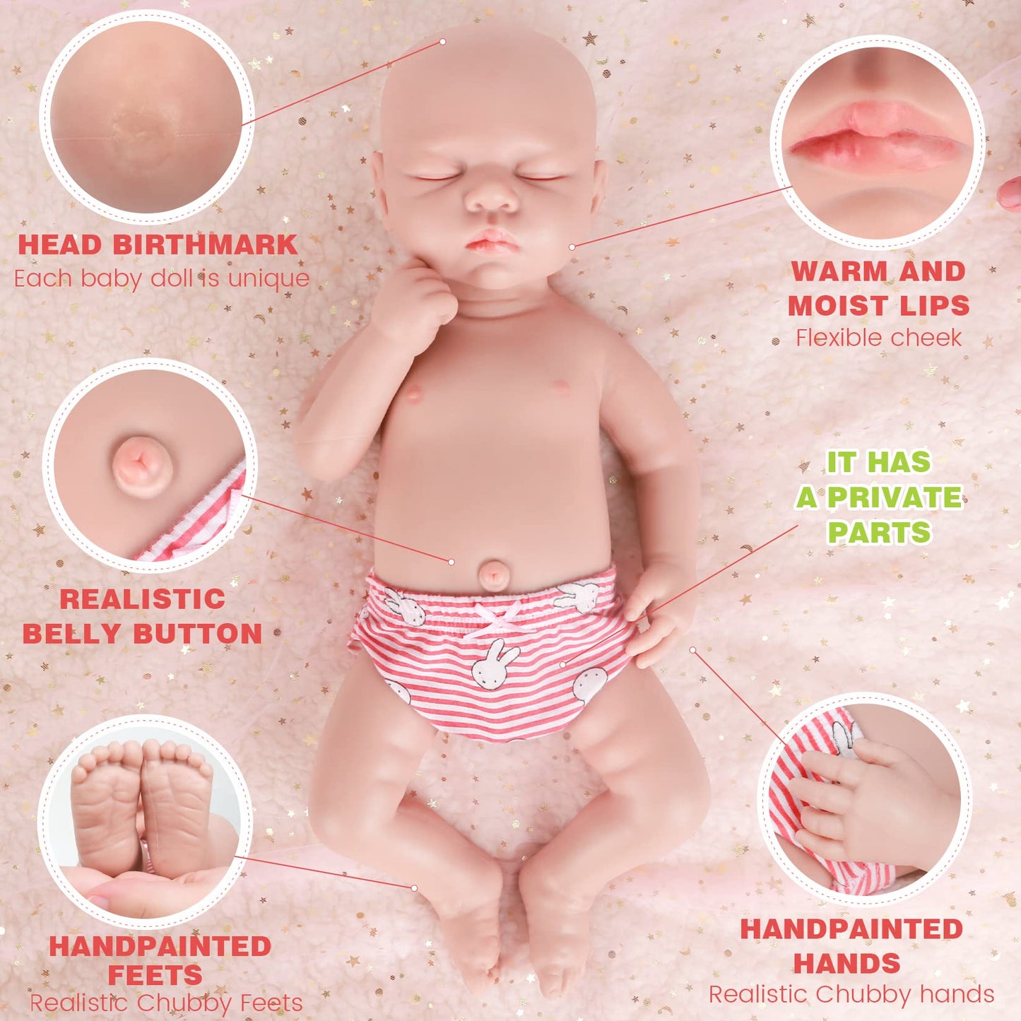 Ivita 17 Inch Full Body Silicone Baby Dolls Realistic,Not Vinyl Dolls, Real Solid Full Silicone Reborn Baby Dolls Newborn Baby D
