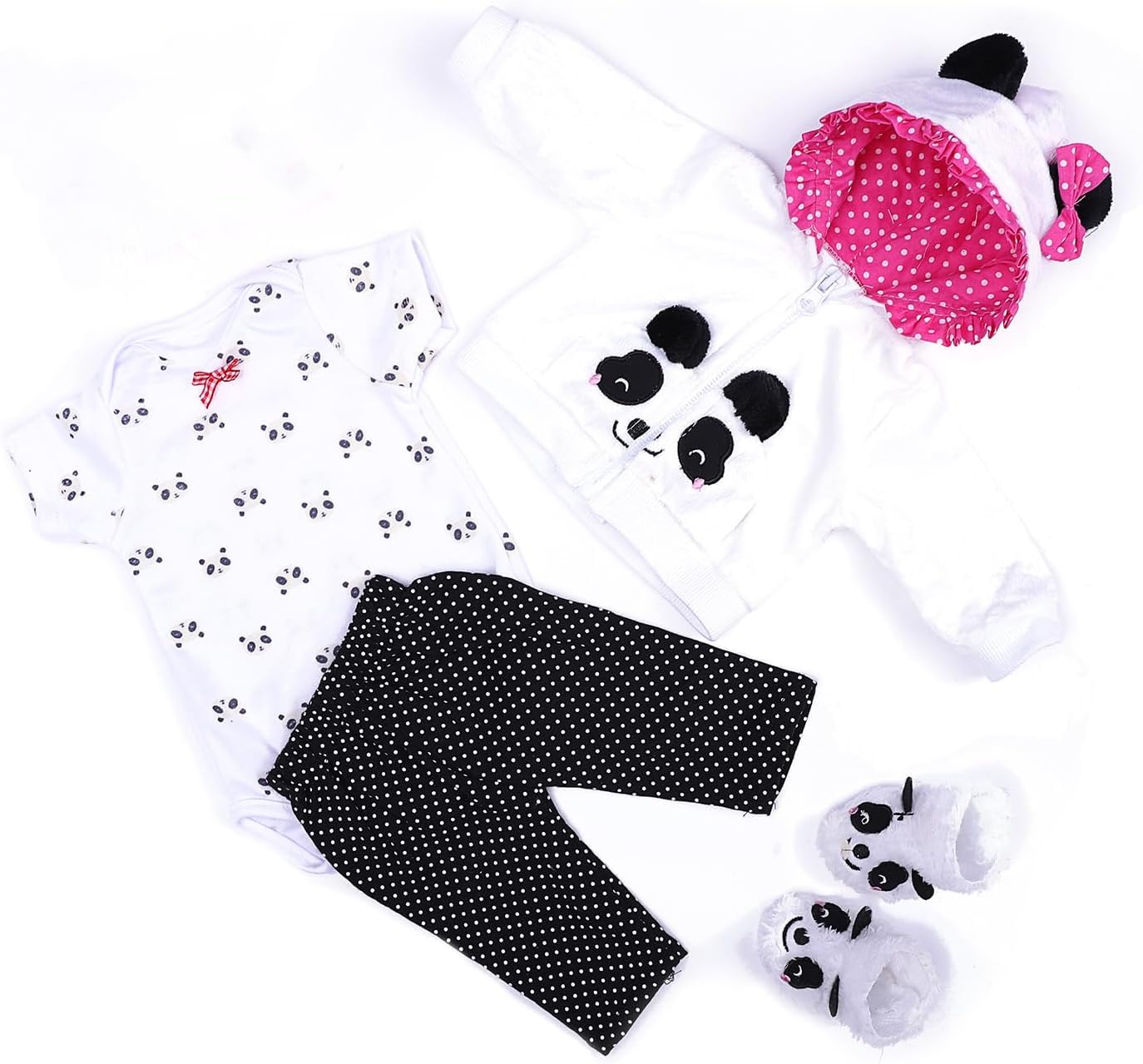 scnbom Reborn Baby Dolls Girl Clothes for 17-22inch Outfits Accesories (Panda 4pcs Set)