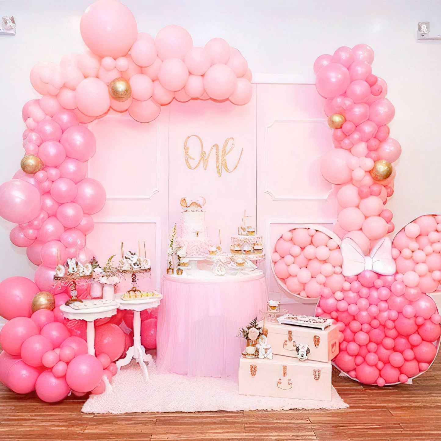 Partywoo Pearl Pink Balloons, 142 Pcs Pink Balloons Different Sizes Pack Of 18 Inch 12 Inch 10 Inch 5 Inch Pink Balloons For Balloon Garland Arch As Birthday Decorations, Party Decorations, Pink-Z44