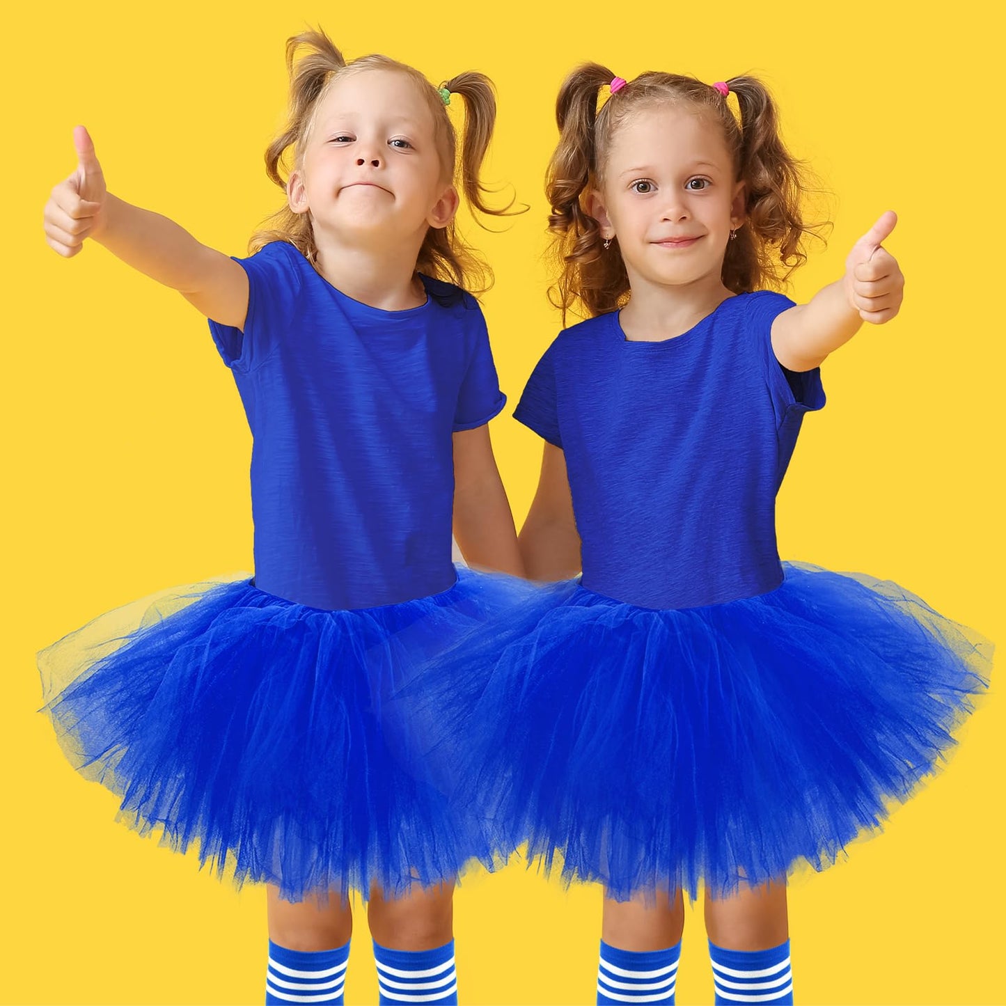 5 Layered Tutu Skirt For Kids Tulle Tutu Skirt With Tube Socks Princess Runners Costumes Cosplay For Girls Kids (Dark Blue)