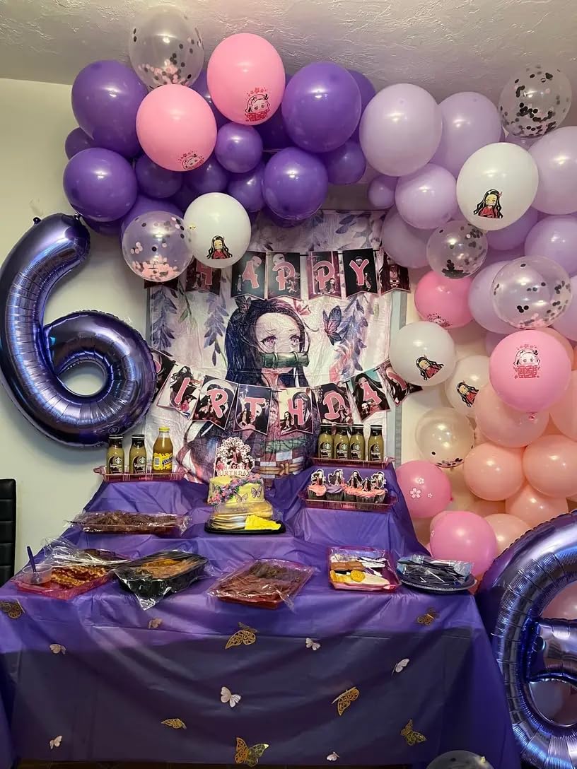 Purple 6 Balloon, Number Balloon 40 Inch, Purple And Black Party Supplies 6Th Balloons For Birthday, 6 Birthday Balloon, Number