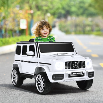 Infans Licensed Mercedes Benz G63 Kids Ride On Car, 12V Electric Vehicle With Remote Control, Double Open Doors, Music, Bluetooth, Wheels Suspension, Battery Powered For Children Boy Girl (White)