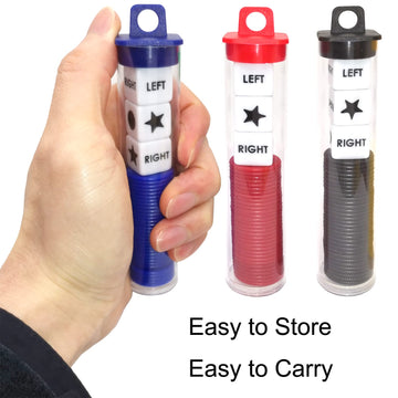 Ahoper Left Right Center Dice Game Prime Set Bundle With 3 Dices + 36 Chips. Round Tube Storage Is Very Convenient For Travel. Easy To Store, Carry Around. (3 Pack)