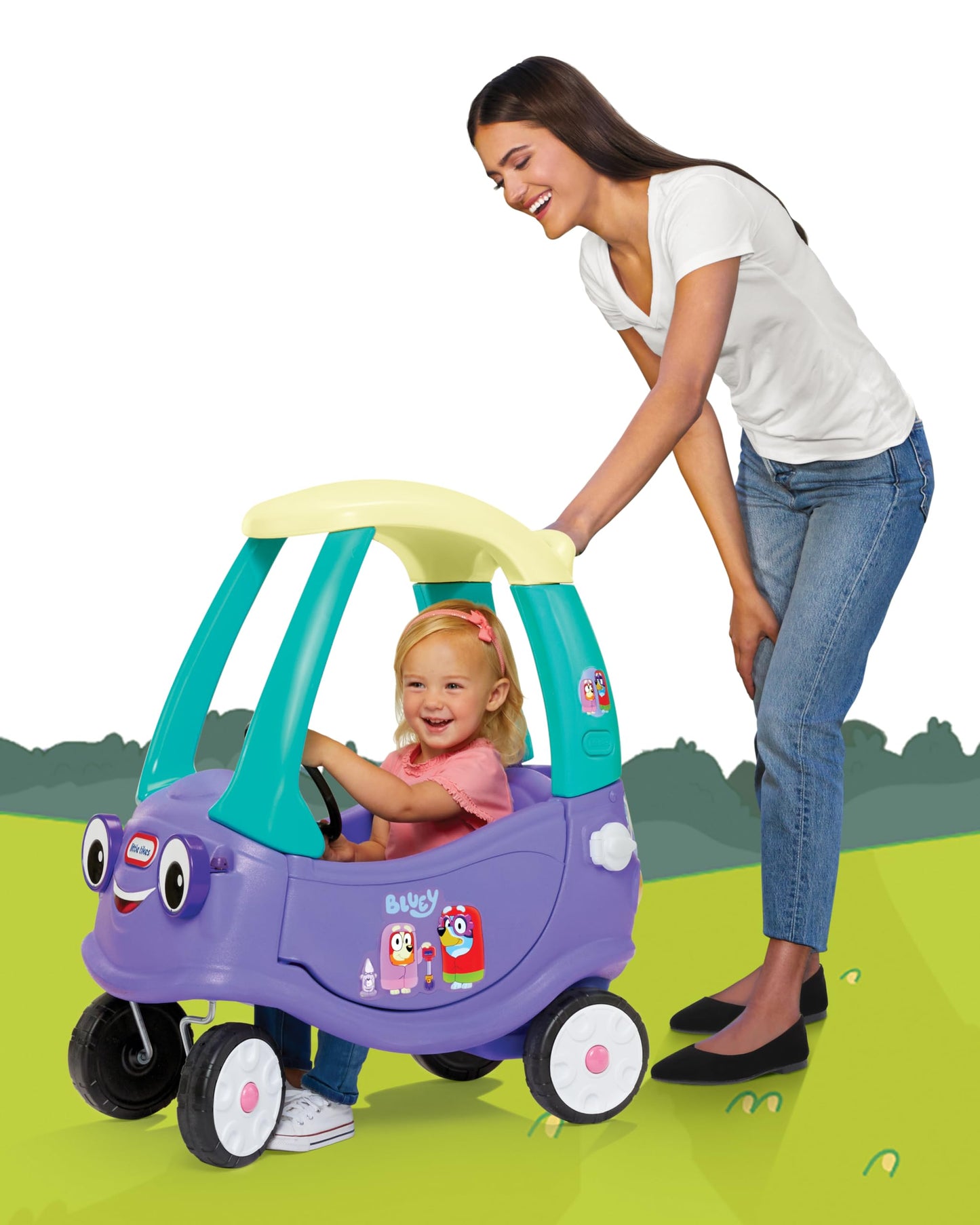 Little Tikes Bluey Grannies Car Coupe With 2 Accessories, Bluey Foot-To-Floor Ride-On, For Boys And Girls Ages 1.5-5 Years