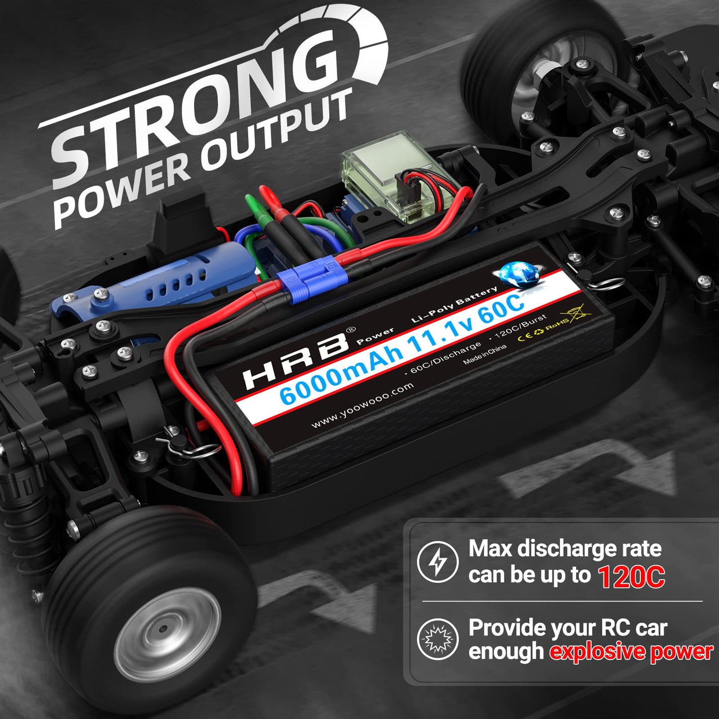 HRB 3S 6000mAh Lipo Battery with EC5 Connector 11.1V 60C Hard Case RC Lipo Battery Compatible with RC Car RC Airplane RC Truck R