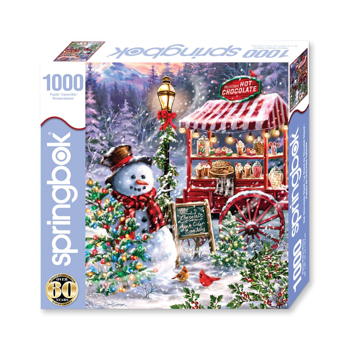 Springbok 1000 Piece Jigsaw Puzzle - Hot Chocolate Stand with Snowman - Cardboard