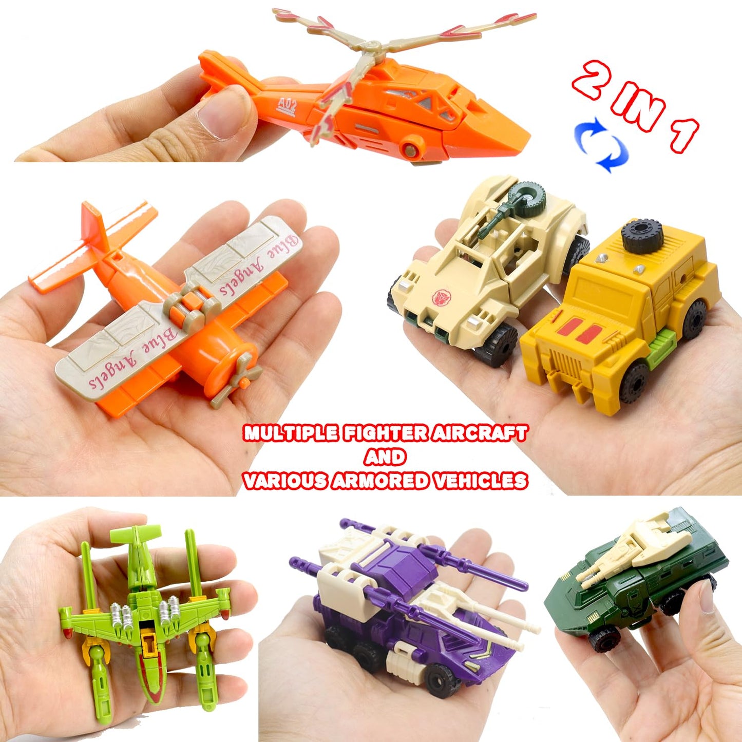 Scktyzs Mini Transform Robot For Kids 3-6 Years, 7 Collectible Rescue Vehicle Construction-Bot Playset Boys Hero Figure Modified Bots 4.5-Inch Converting Action Figures Easter Gift