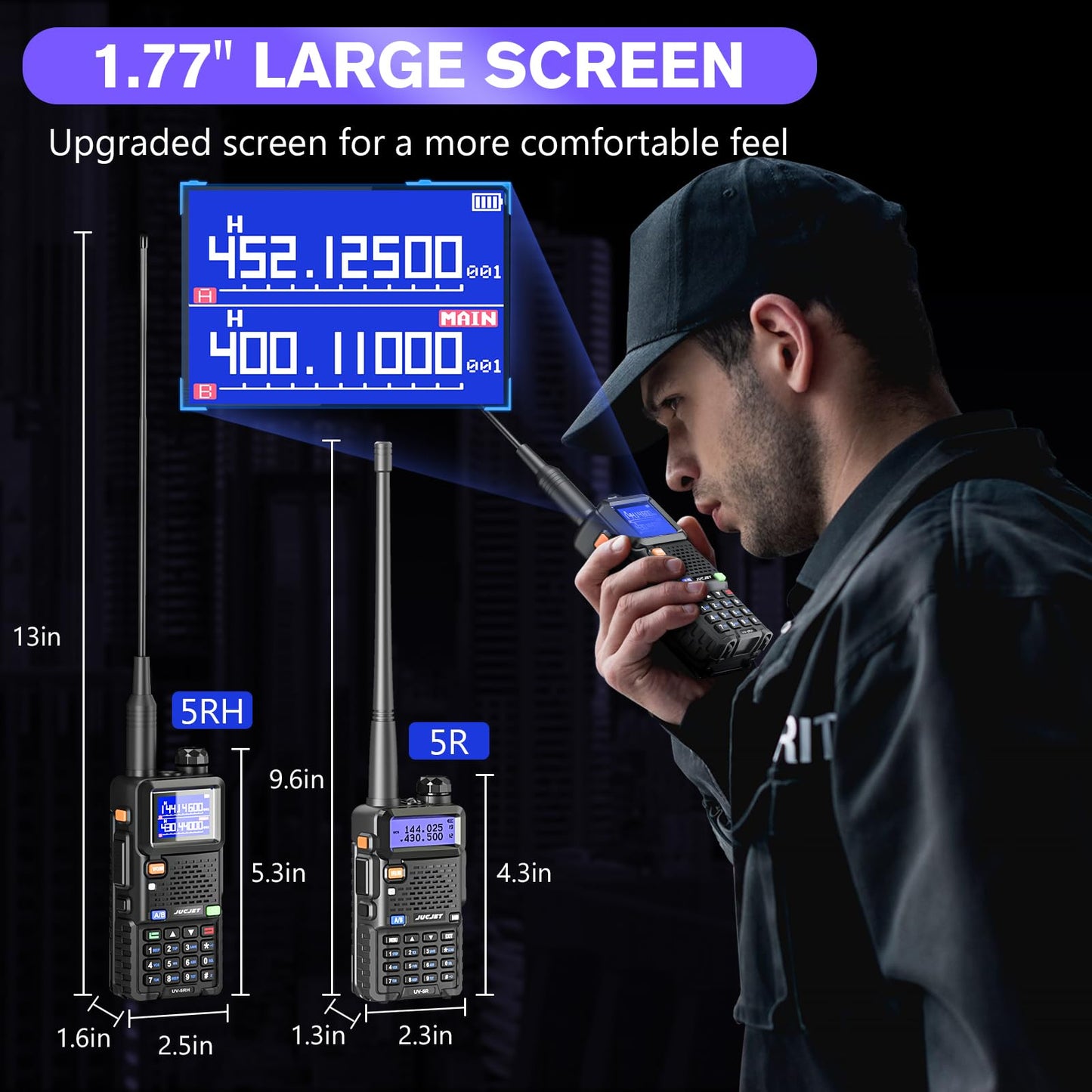Jucjet 5Rh Ham Long Range Radio 10W Radio (Upgraded Of Uv-5R), 999Ch One Key Frequency Match, 2500Mah Battery Rechargeable Walki