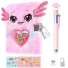 Prinbarbee Mini Axolotl Diary For Girls With Lock And Keys,4.7X6.1In Kids Journal School Travel Notebook Gift Set For Writing An