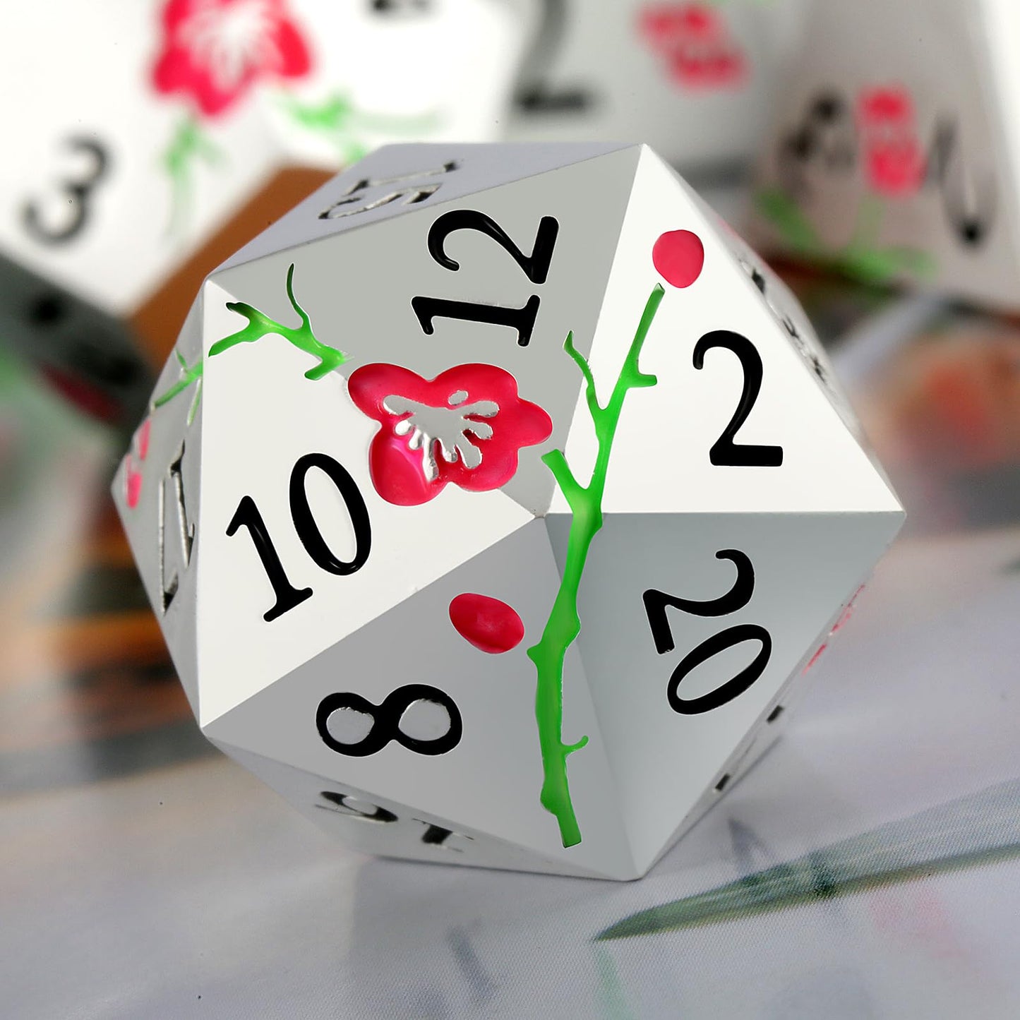 Metal DND Dice, DNDND 7 PCS Glow in The Dark Metallic D&D Dice Set with Grogeous Gift Case for Dungeons and Dragon Tabletop Game