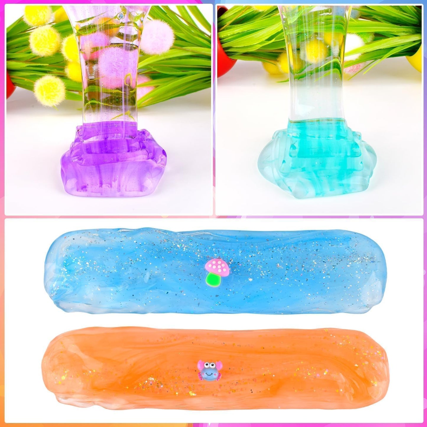 6 Pack Valentine'S Day Clear Slime Kit, Rich Colors Crystal Easter Slime For Girls And Boys 4-12, Kids Birthday Party Favor Gift