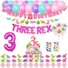 Mpanwen Girl Dinosaur Birthday Party Decorations, Three Rex Pink Dinosaur Dino Party Supplies For Girls Baby - Banner, Cake, And