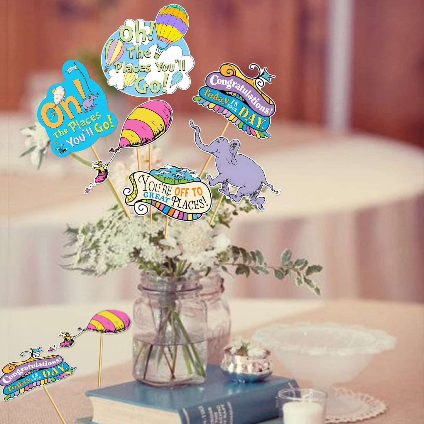 Oh The Places Youll Go Decorations 24Pcs Oh The Places Youll Go Centerpiece Sticks Kindergarten Graduation Party Centerpieces