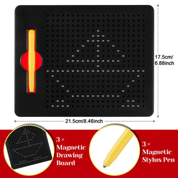 Yexiya 3 Pcs Magnetic Drawing Board for Kids, Toddler Travel Drawing Kit Magnet Sketch Thread Board with Stylus Pen and Beads To